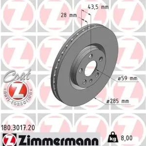 Dostępne od ręki Tarcza hamulcowa ZIMMERMANN 180.3017.20