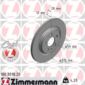 Nowość Tarcza hamulcowa ZIMMERMANN 180.3018.20