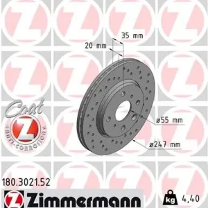 Tarcza hamulcowa ZIMMERMANN 180.3021.52 Bezpieczna płatność