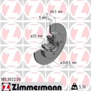 Tarcza hamulcowa ZIMMERMANN 180.3022.00 Ostatnia szansa