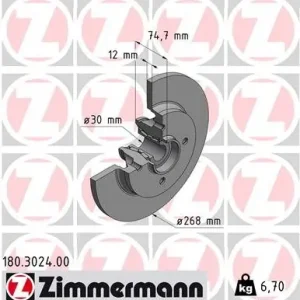 Tarcza hamulcowa ZIMMERMANN 180.3024.00 Kup online