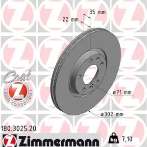 Tarcza hamulcowa ZIMMERMANN 180.3025.20 Łatwy zwrot