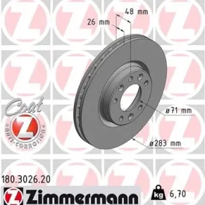 Tarcza hamulcowa ZIMMERMANN 180.3026.20 Tani