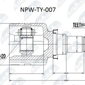 Oferta czasowa Sklep Wazcar  Karta produktu: NTY NPW-TY-007 NTY PRZEGUB WEWNĘTRZNY TOYOTA 04437-0D050